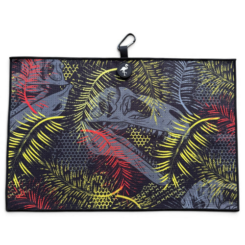 Jurassic Fairway Golf Towel | 24” x 16” Microfiber Towel | Magnetic Clip & Carabiner | Premium Golf Accessory