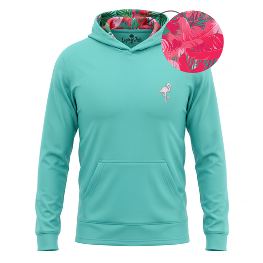 Teal Tropical Performance Hoodie | Lightweight Unisex Moisture-Wicking Athletic Hoodie