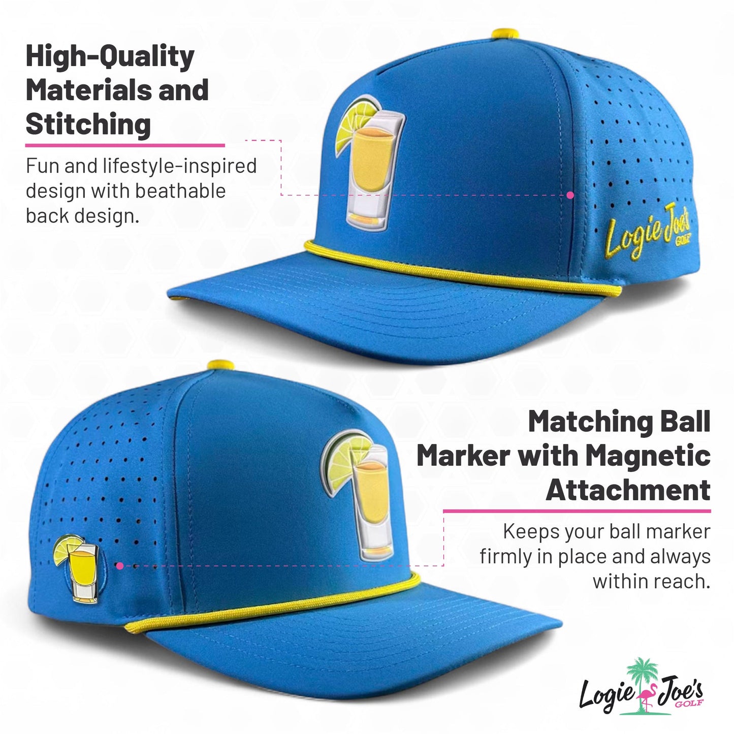 Albatross Golf Hat | Snapback Cap | Built-in Magnetic Ball Marker Holder + Marker Included | Adjustable | Bird