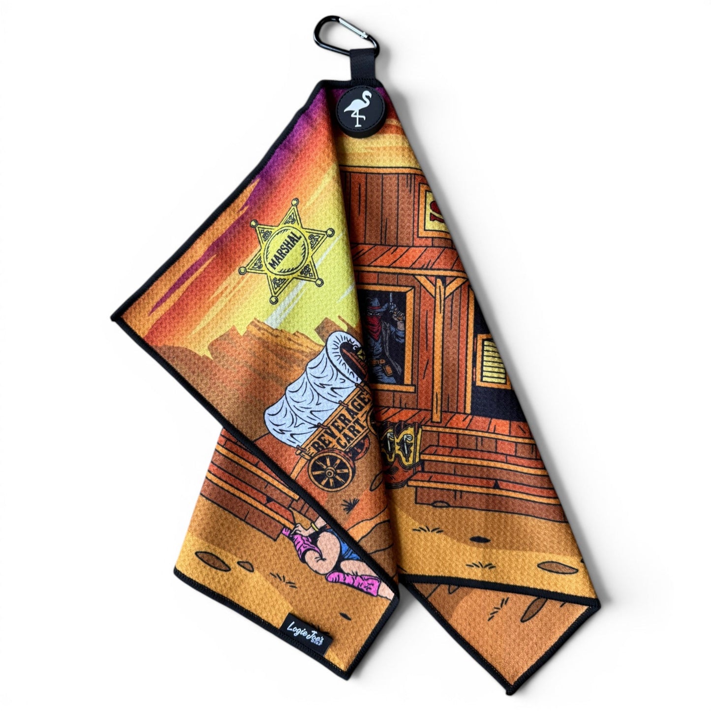 Wild Wild West Golf Towel | 24” x 16” Microfiber Towel | Magnetic Clip & Carabiner | Premium Golf Accessory