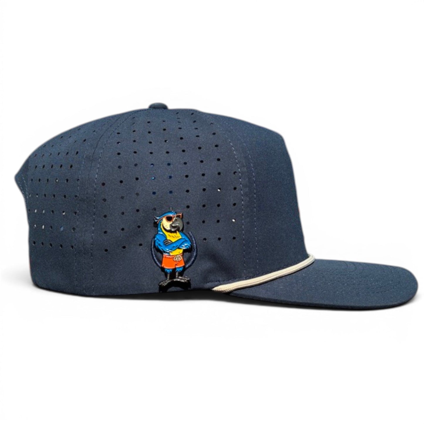 Parrot Patrol Golf Hat | Snapback Cap | Built-in Magnetic Ball Marker Holder + Marker Included | Adjustable Steel Blue Parrot