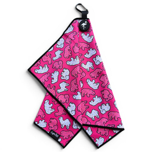 Frosted Animal Cookie Golf Towel | 24” x 16” Microfiber Towel | Magnetic Clip & Carabiner | Premium Golf Accessory