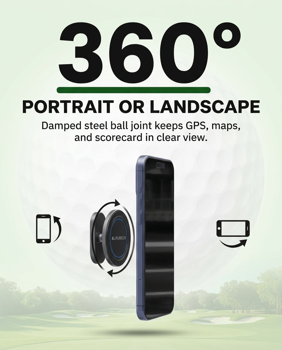 Alloy Magnetic Golf Cart Phone Holder for MagSafe & Android | BLAUBECK Golf Gifts