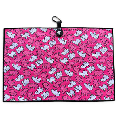 Frosted Animal Cookie Golf Towel | 24” x 16” Microfiber Towel | Magnetic Clip & Carabiner | Premium Golf Accessory