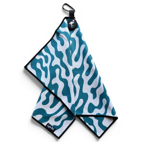 Coral Bloom Golf Towel | 24” x 16” Microfiber Towel | Magnetic Clip & Carabiner | Premium Golf Accessory