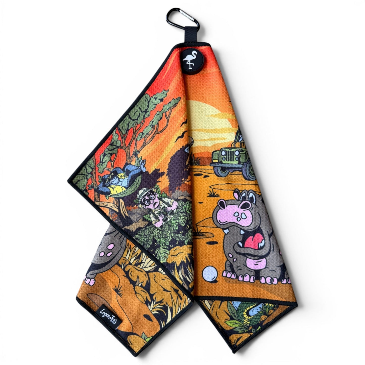 Safari Expedition: Lost Fairway Golf Towel | 24” x 16” Microfiber Towel | Magnetic Clip & Carabiner | Premium Golf Accessory