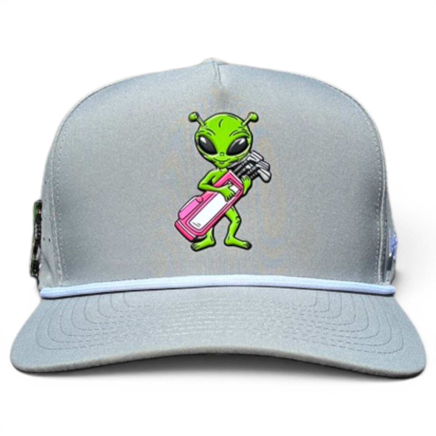 Alien Caddy Golf Hat | Snapback Cap | Built-in Magnetic Ball Marker Holder + Marker Included | Adjustable Gray Alien