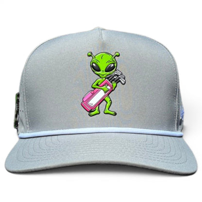 Alien Caddy Golf Hat | Snapback Cap | Built-in Magnetic Ball Marker Holder + Marker Included | Adjustable Gray Alien