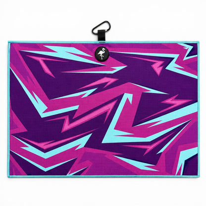 Neon Shockwave Golf Towel | 24” x 16” Microfiber Towel | Magnetic Clip & Carabiner | Premium Golf Accessory