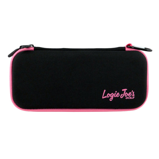 Black/Pink Golf Accessory Case | Zippered Organizer for Ball Markers, Tees, Divot Tools & Glove | Portable Golf Storage Case | Hard Shell Travel Case for Golf Accessories