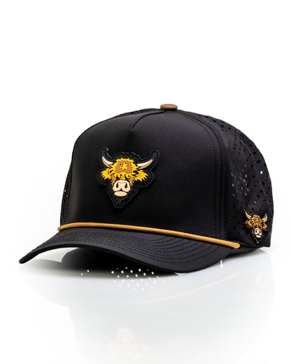 Highland Cow Black - Perforated Rope Hat