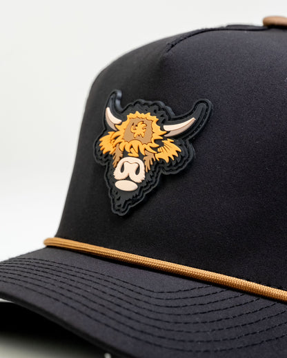 Highland Cow Black - Perforated Rope Hat