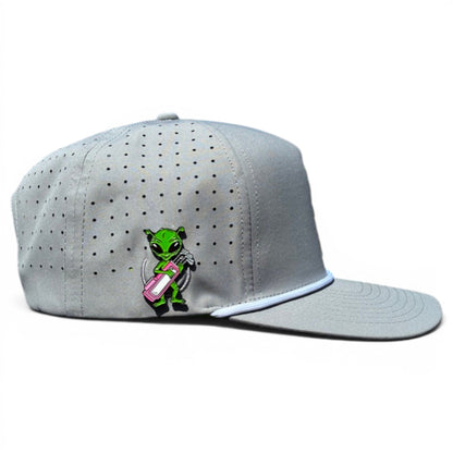 Alien Caddy Golf Hat | Snapback Cap | Built-in Magnetic Ball Marker Holder + Marker Included | Adjustable Gray Alien
