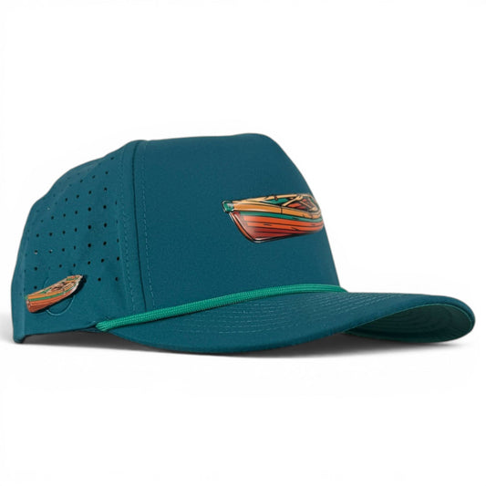 Driftwood Golf Hat | Snapback Cap | Built-in Magnetic Ball Marker Holder + Marker Included | Adjustable | Wood Boat Teal