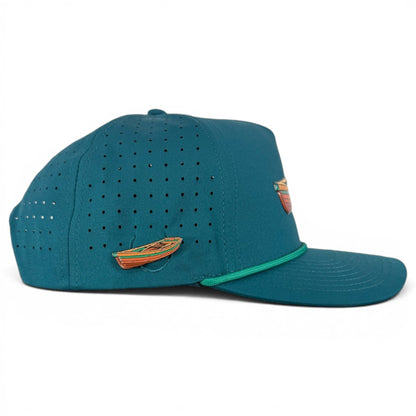 Driftwood Golf Hat | Snapback Cap | Built-in Magnetic Ball Marker Holder + Marker Included | Adjustable | Wood Boat Teal