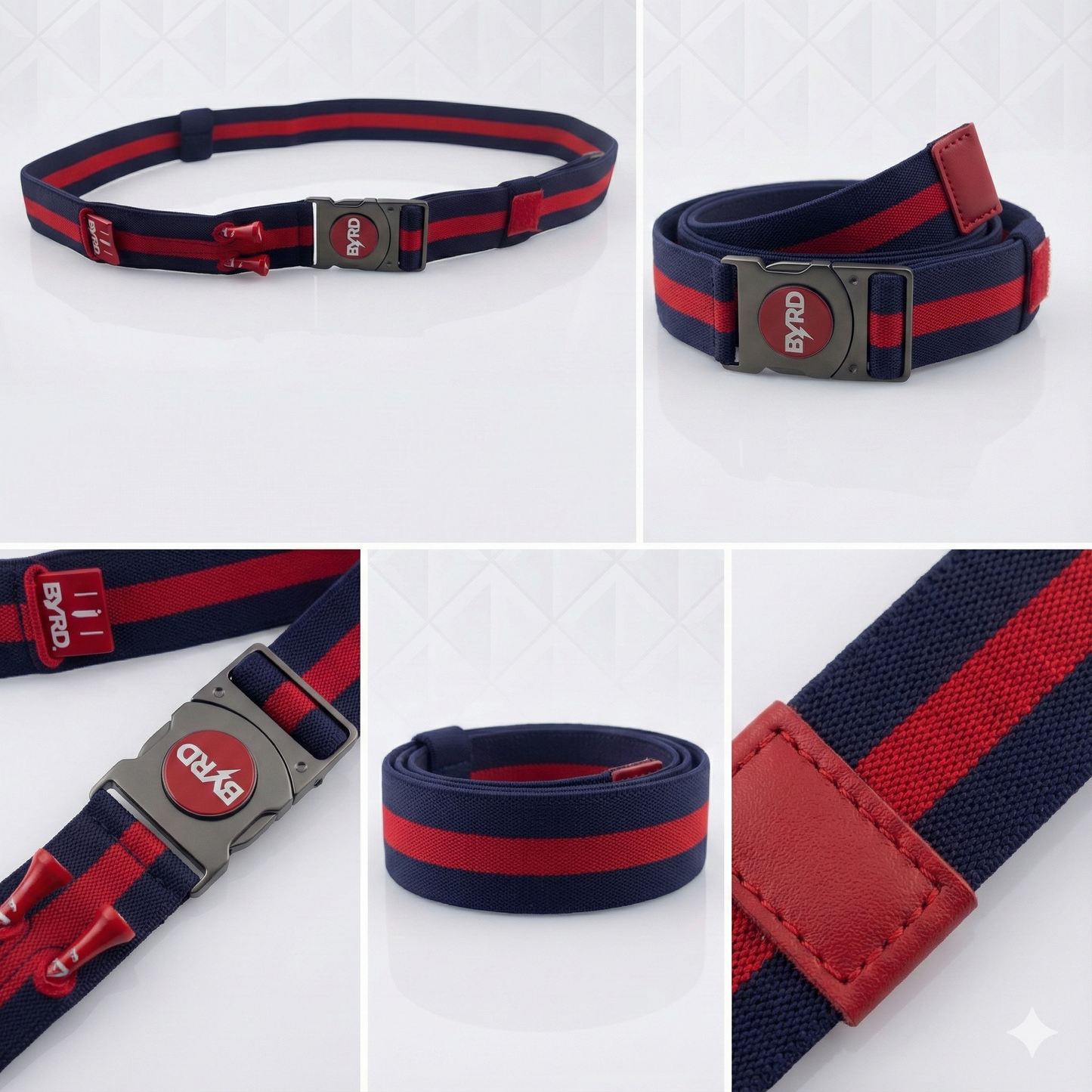 THE BYRD GOLF BELT - Blue/Red Stripe