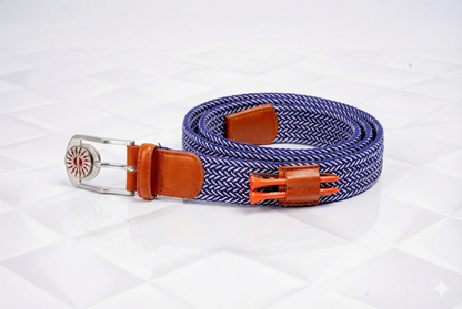 THE BRAIDED BYRD GOLF BELT - Blue/White