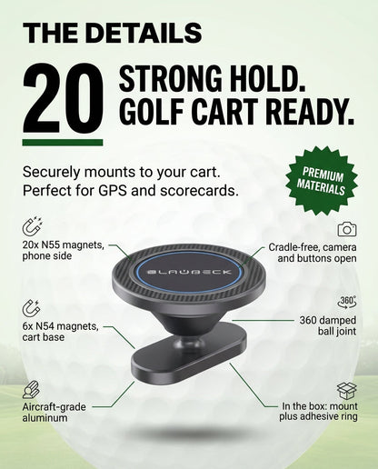 Alloy Magnetic Golf Cart Phone Holder for MagSafe & Android | BLAUBECK Golf Gifts