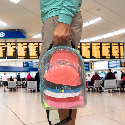 Hat Caddy Travel Case | Hard Shell Hat Carrier Holds Up to 6 Hats | Clear Protective Hat Storage Case with Adjustable Shoulder Strap