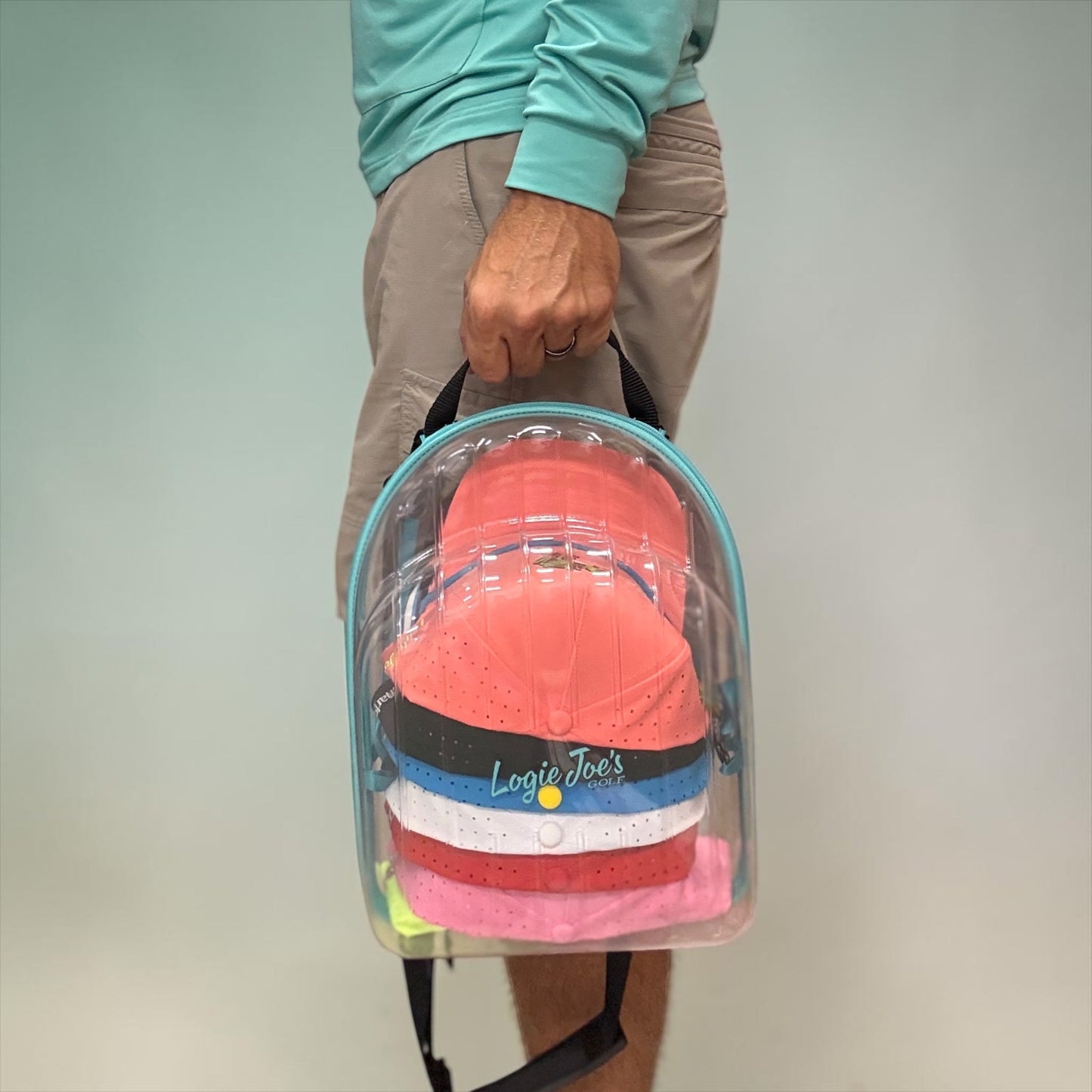 Hat Caddy Travel Case | Hard Shell Hat Carrier Holds Up to 6 Hats | Clear Protective Hat Storage Case with Adjustable Shoulder Strap