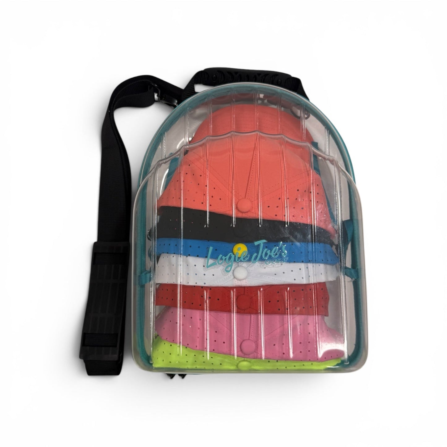 Hat Caddy Travel Case | Hard Shell Hat Carrier Holds Up to 6 Hats | Clear Protective Hat Storage Case with Adjustable Shoulder Strap