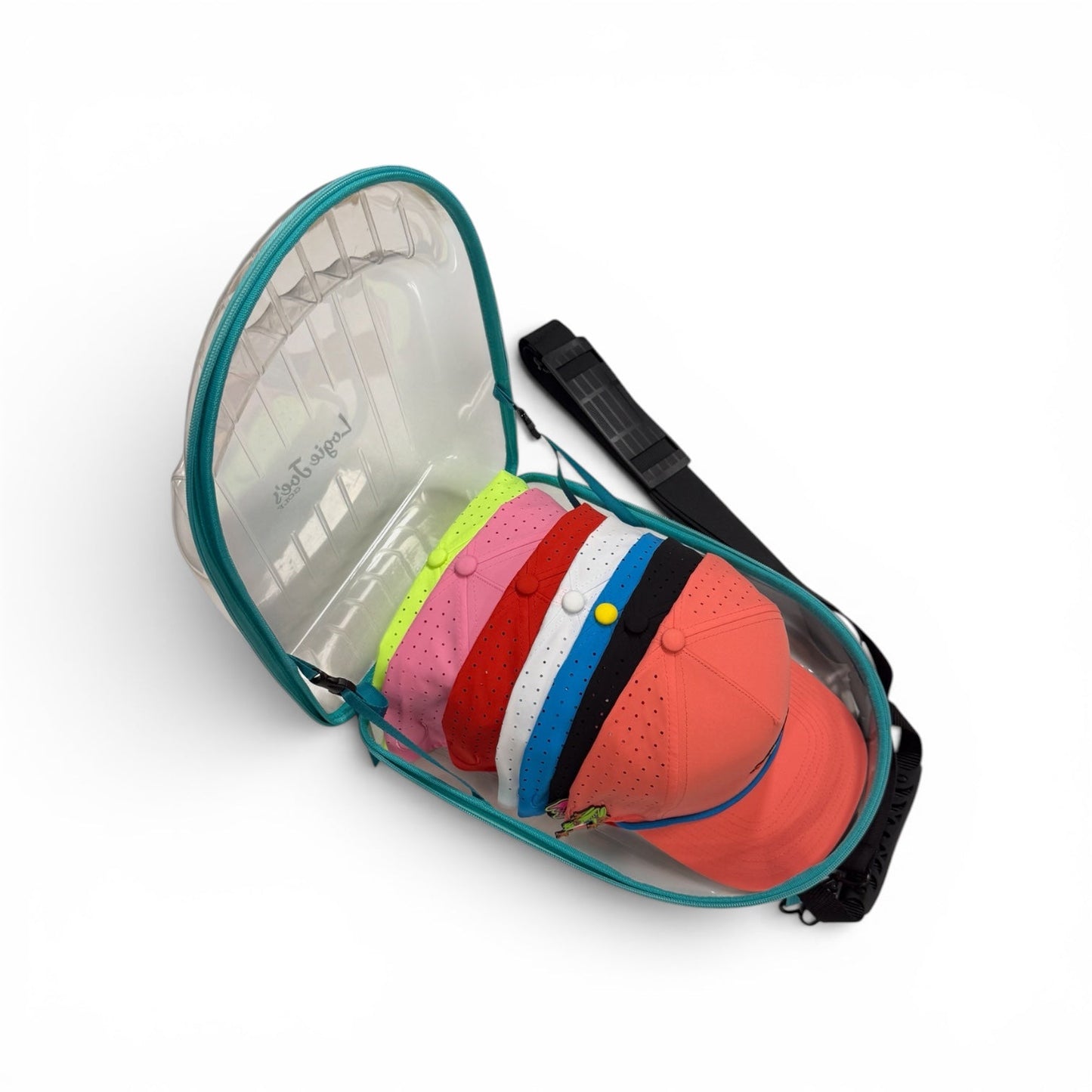 Hat Caddy Travel Case | Hard Shell Hat Carrier Holds Up to 6 Hats | Clear Protective Hat Storage Case with Adjustable Shoulder Strap