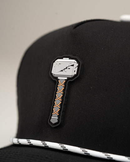 Thor's Hammer Black - Perforated Rope Hat
