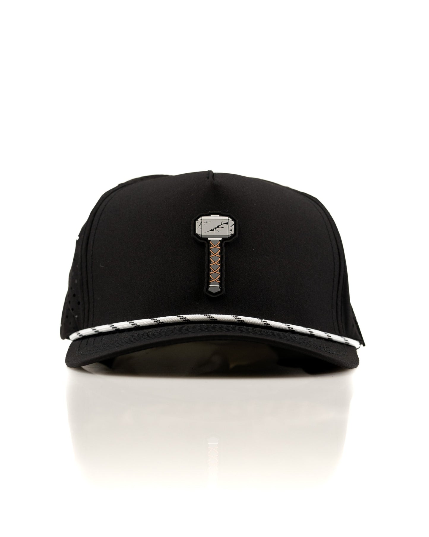 Thor's Hammer Black - Perforated Rope Hat
