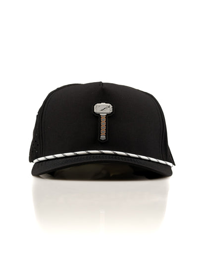 Thor's Hammer Black - Perforated Rope Hat