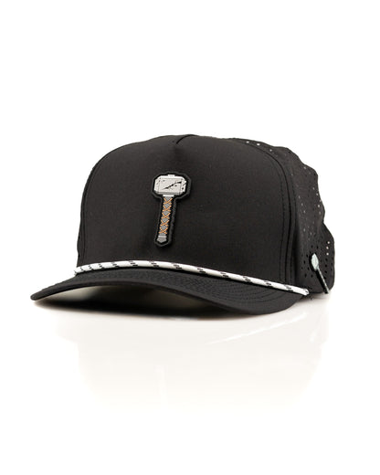 Thor's Hammer Black - Perforated Rope Hat