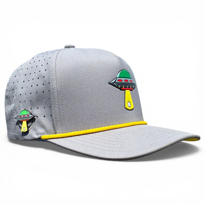 UFO Golf Hat | Snapback Cap | Built-in Magnetic Ball Marker Holder + Marker Included | Adjustable | Alien Gray