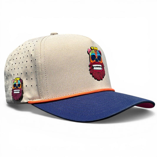 Tiki Bear Golf Hat | Snapback Cap | Built-in Magnetic Ball Marker Holder + Marker Included | Adjustable Multicolor