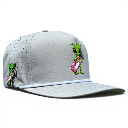 Alien Caddy Golf Hat | Snapback Cap | Built-in Magnetic Ball Marker Holder + Marker Included | Adjustable Gray Alien