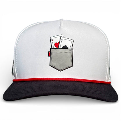 Pocket Aces Golf Hat | Snapback Cap | Built-in Magnetic Ball Marker Holder + Marker Included | Adjustable Gray & Black