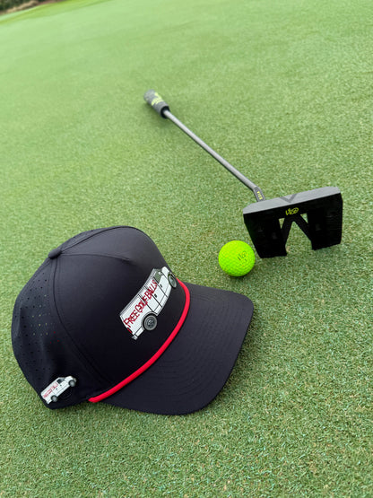 Free Golf Balls Van Golf Hat | Snapback Cap | Built-in Magnetic Ball Marker Holder + Marker Included | Free Golf Balls Van | Adjustable Black