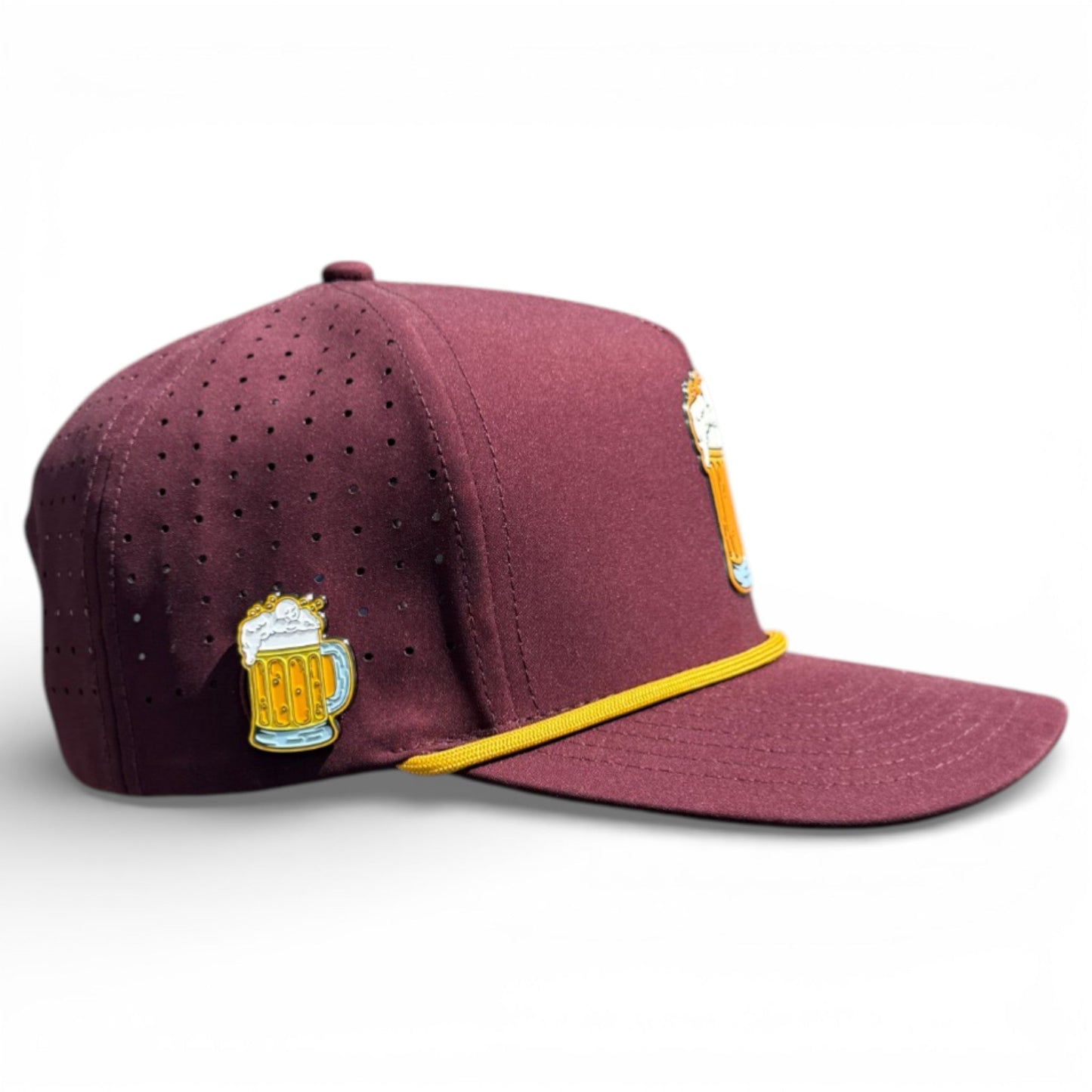 Cold One Golf Hat | Snapback Cap | Built-in Magnetic Ball Marker Holder + Marker Included | Adjustable | One Size