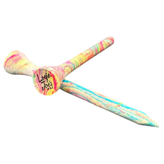 Multi Color Marble Premium Wooden Golf Tees | 2 3/4” Standard Size | 45 Pack Set | Durable Painted Wood Tees | Unique Designs