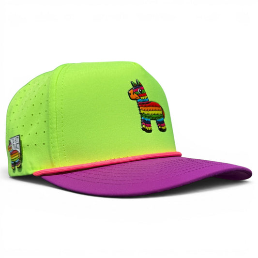 I'd Hit That Piñata Golf Hat | Snapback Cap | Built-in Magnetic Ball Marker Holder + Marker Included | Adjustable | Llama Multicolor