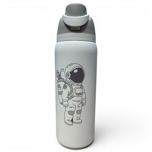 Astronaut Walker (White Out) Hydration Bottle | 32oz Insulated Stainless Steel | Flip Straw Lid w/ Handle