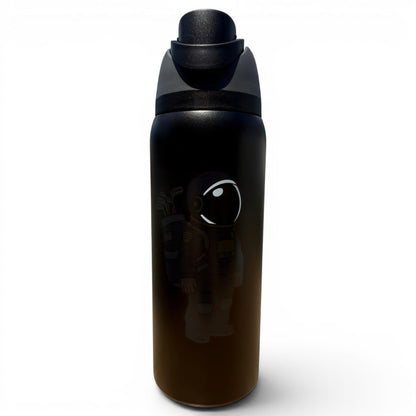 Astronaut Walker (Black Out) Hydration Bottle | 32oz Insulated Stainless Steel | Flip Straw Lid w/ Handle