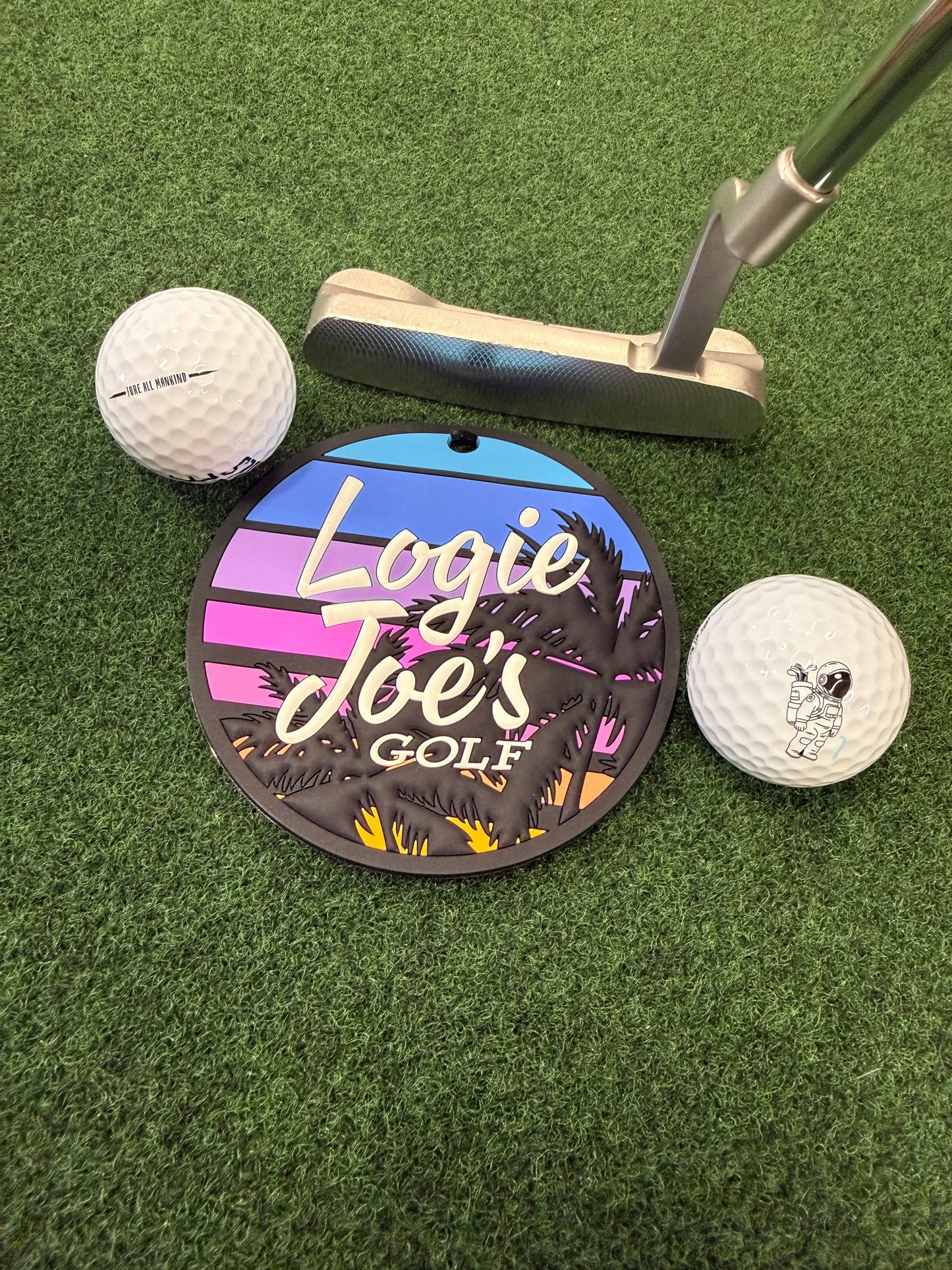 Sunset Palms Golf Putting Disk | Indoor Practice Marker | Portable Golf Training Aid