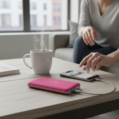 Fast Charge Power Bank | 10,000mAh Portable Charger | Slim USB-C Battery Pack for iPhone & Android | Travel & Golf Ready | Neon Pink