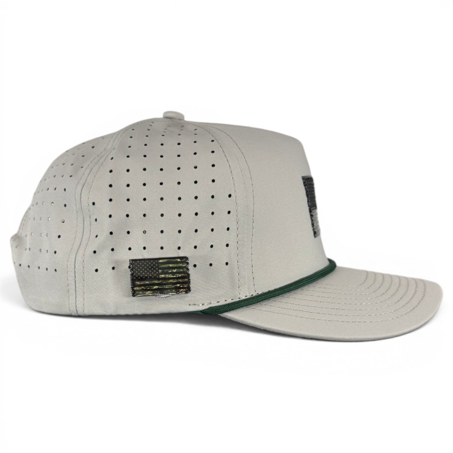Tactical Golf Hat | Snapback Cap | Built-in Magnetic Ball Marker Holder + Marker Included | Adjustable American Camo