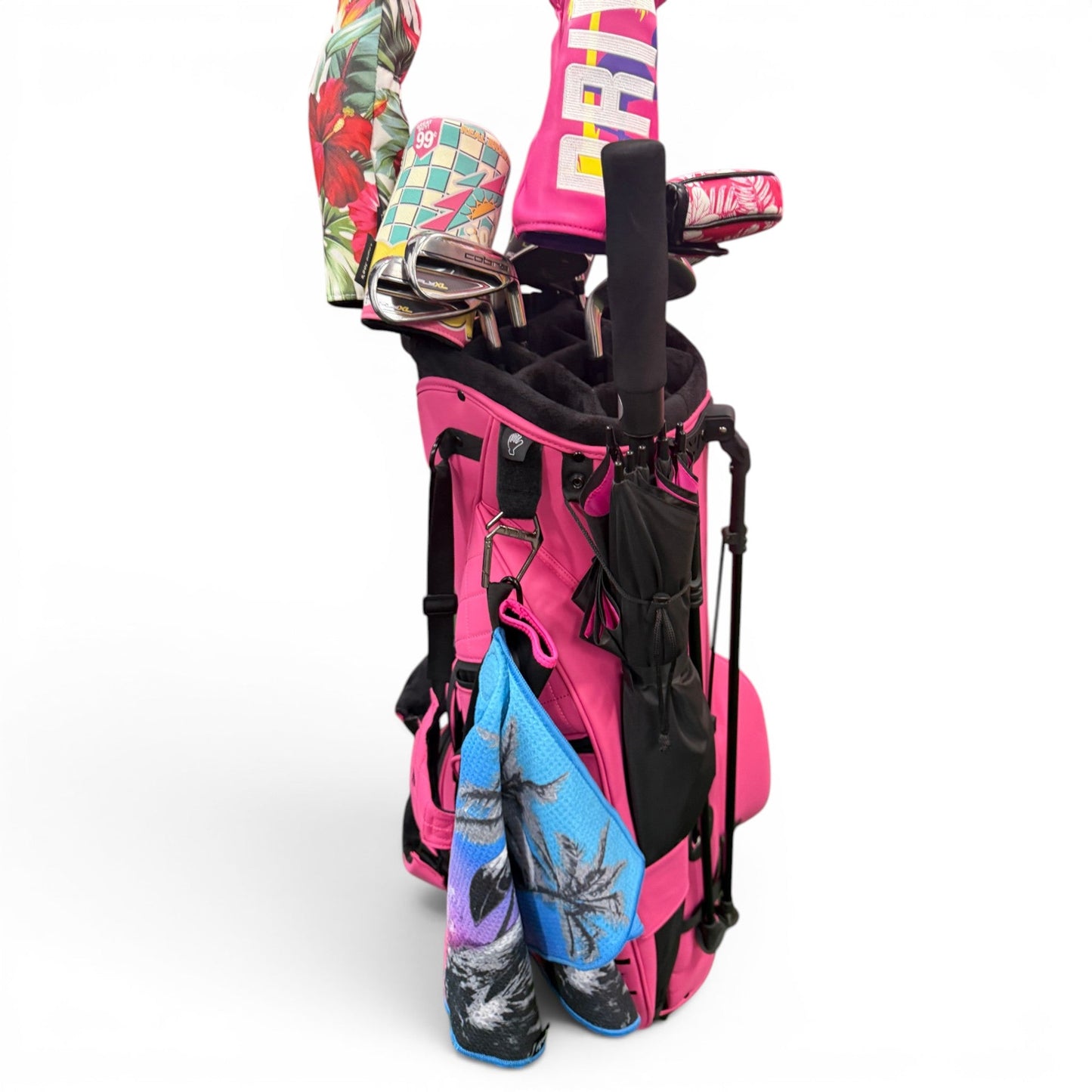 60" Golf Umbrella | Oversized Black & Pink Golf Umbrella