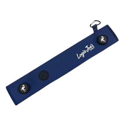 Navy Magnetic Golf Cart Strap Sleeve | Neoprene Rubber | Dual Accessory Magnets | Glove Holder with Velcro | Carabiner Bag Attachment | 18.5 x 3.5 in