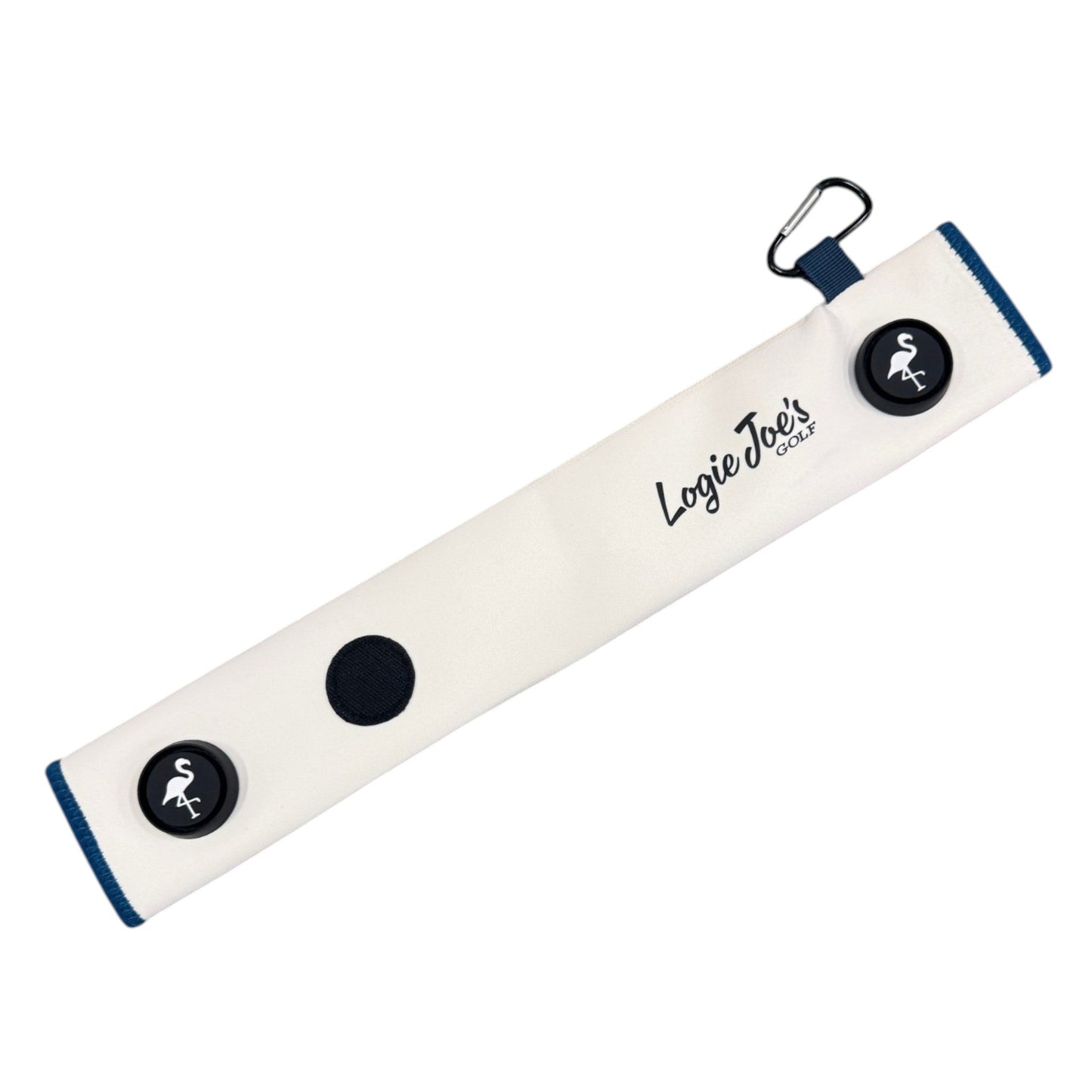White/Teal Magnetic Golf Cart Strap Sleeve | Neoprene Rubber | Dual Accessory Magnets | Glove Holder with Velcro | Carabiner Bag Attachment | 18.5 x 3.5 in