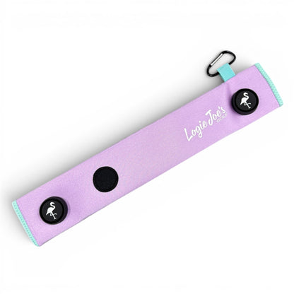 Lilac/Turquoise Magnetic Golf Cart Strap Sleeve | Neoprene Rubber | Dual Accessory Magnets | Glove Holder with Velcro | Carabiner Bag Attachment | 18.5 x 3.5 in