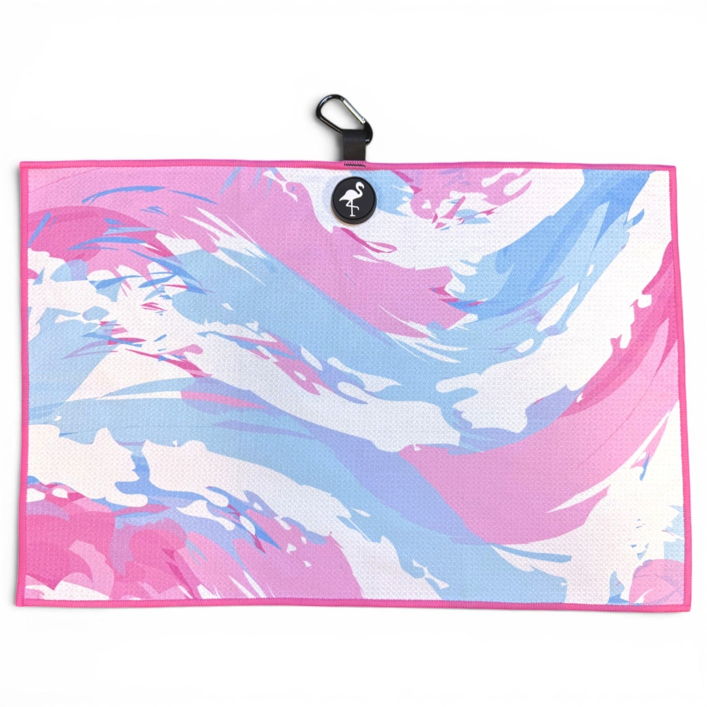 Cotton Candy Clouds Golf Towel | 24” x 16” Microfiber Towel | Magnetic Clip & Carabiner | Premium Golf Accessory
