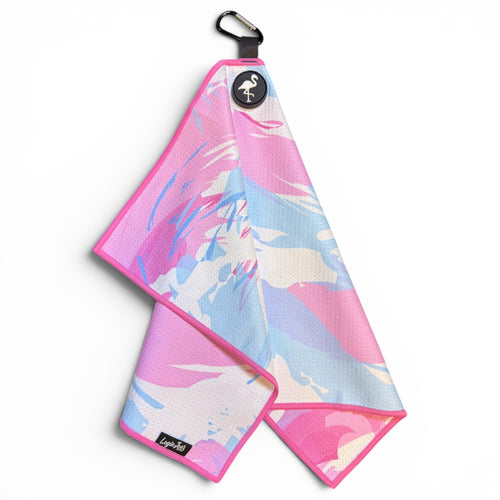 Cotton Candy Clouds Golf Towel | 24” x 16” Microfiber Towel | Magnetic Clip & Carabiner | Premium Golf Accessory