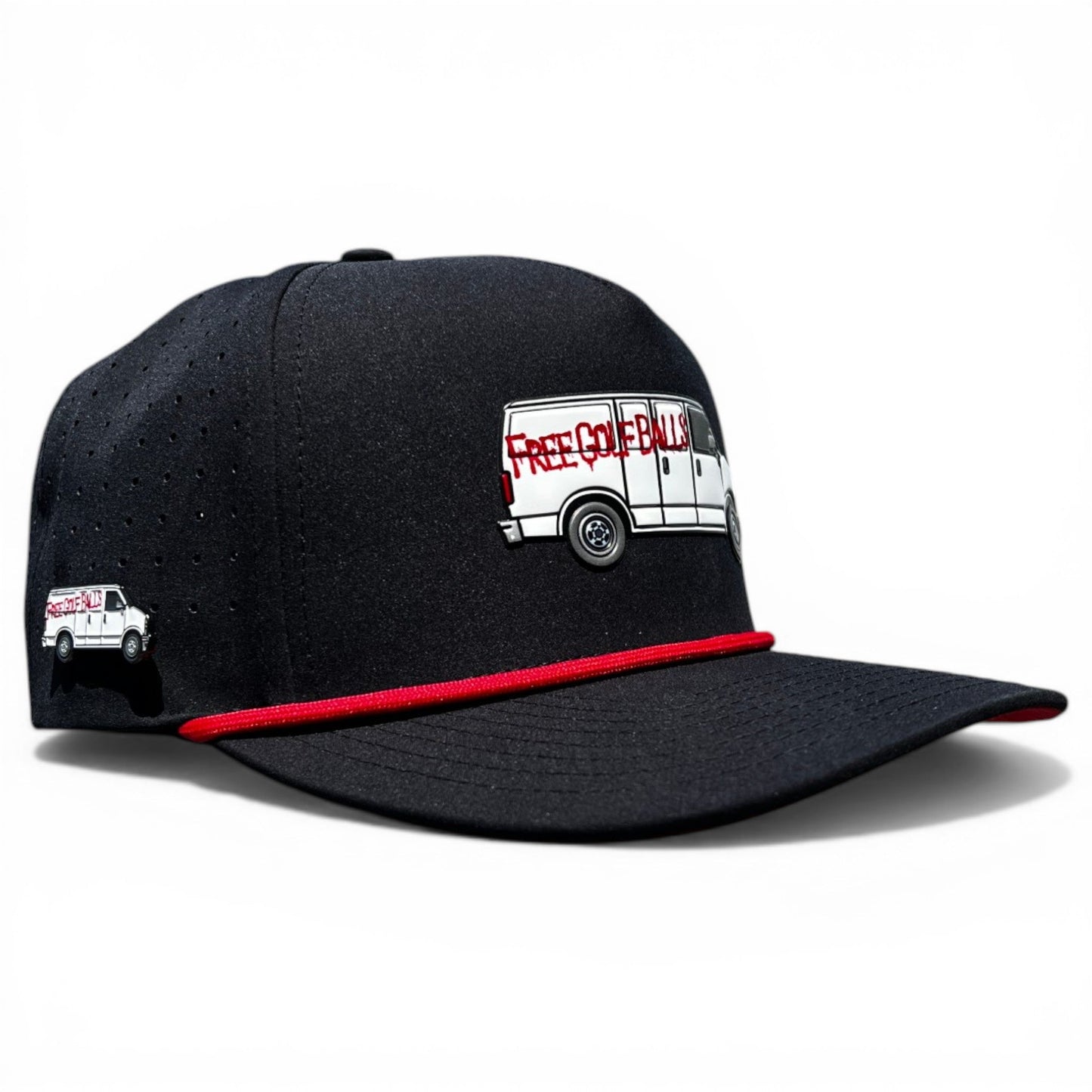 Free Golf Balls Van Golf Hat | Snapback Cap | Built-in Magnetic Ball Marker Holder + Marker Included | Free Golf Balls Van | Adjustable Black